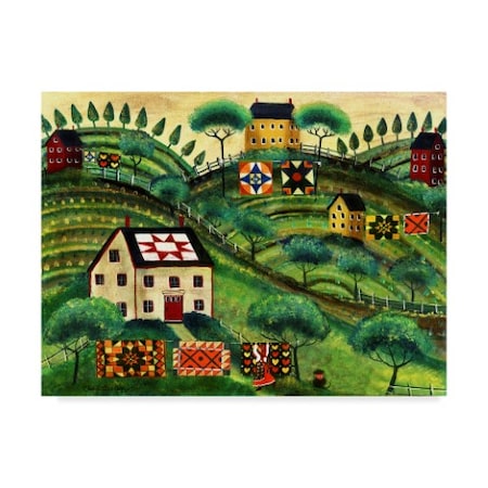 Cheryl Bartley 'Mamas Country Quilt Houses On Harvest Hills' Canvas Art,14x19